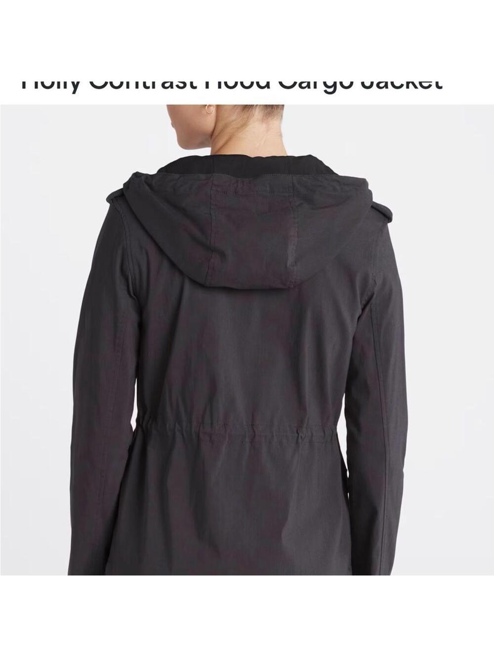 Eden Society Holly Contrast Hood Cargo Jacket Women's Blue Utility Zip - Picture 2 of 9